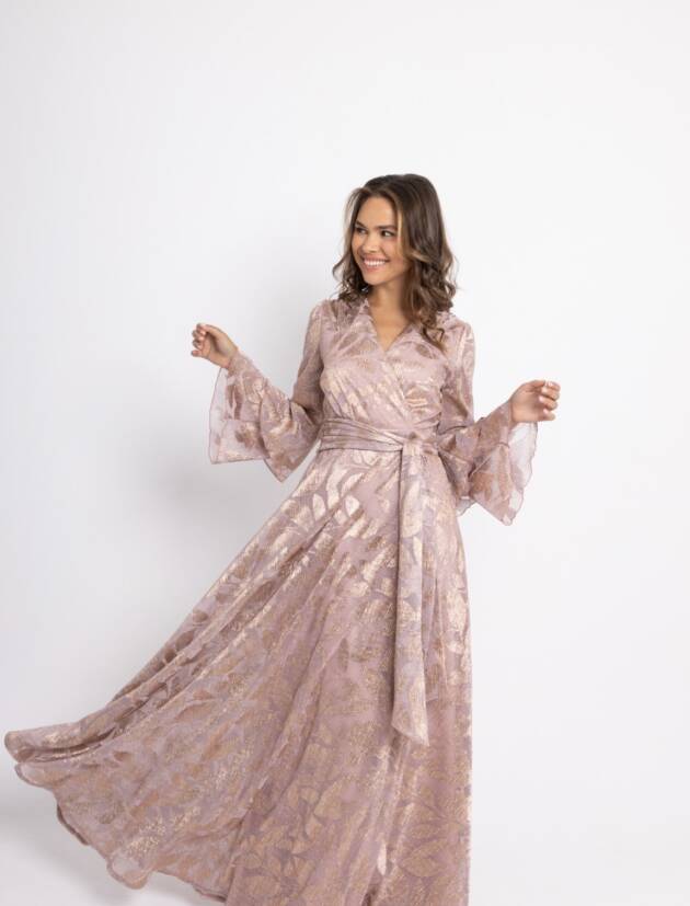 Βραδυνο φόρεμα μαξι Λουρεξ ροζ3