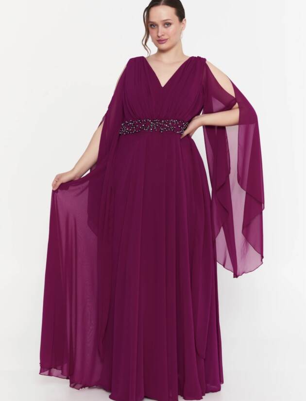 Μαξι αμπιγιε φόρεμα mageda από μουσελίνα