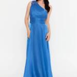 Μαξι αμπιγιε φόρεμα γαλάζιο τεχνητό μετάξι2