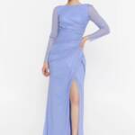 Μαξι ελαστικό τούλι γαλάζιο σε στενή γραμμή2