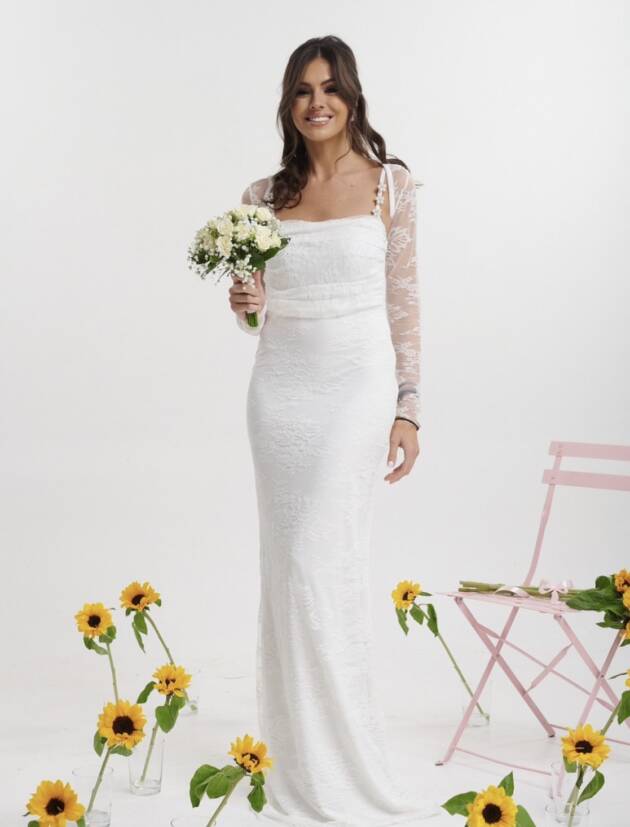 Μαξι φόρεμα λευκό ντραπέ με λεπτή ελαστική5