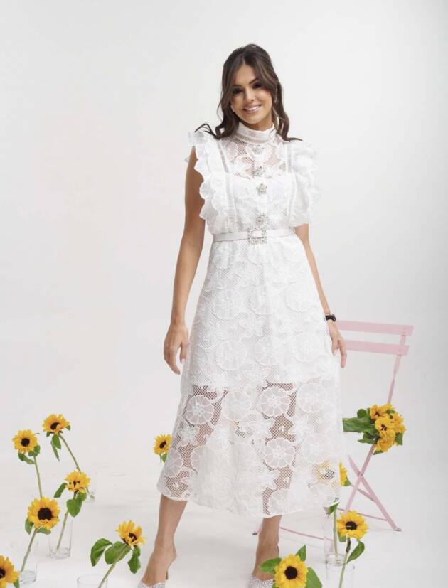 Μιντι αμάνικο φόρεμα με διάτριτη βαμβακερή1