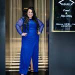 Plus size Μαξι γοργονε φόρεμα τούλι ελαστικό σε απόχρωση μπλε ρουά1